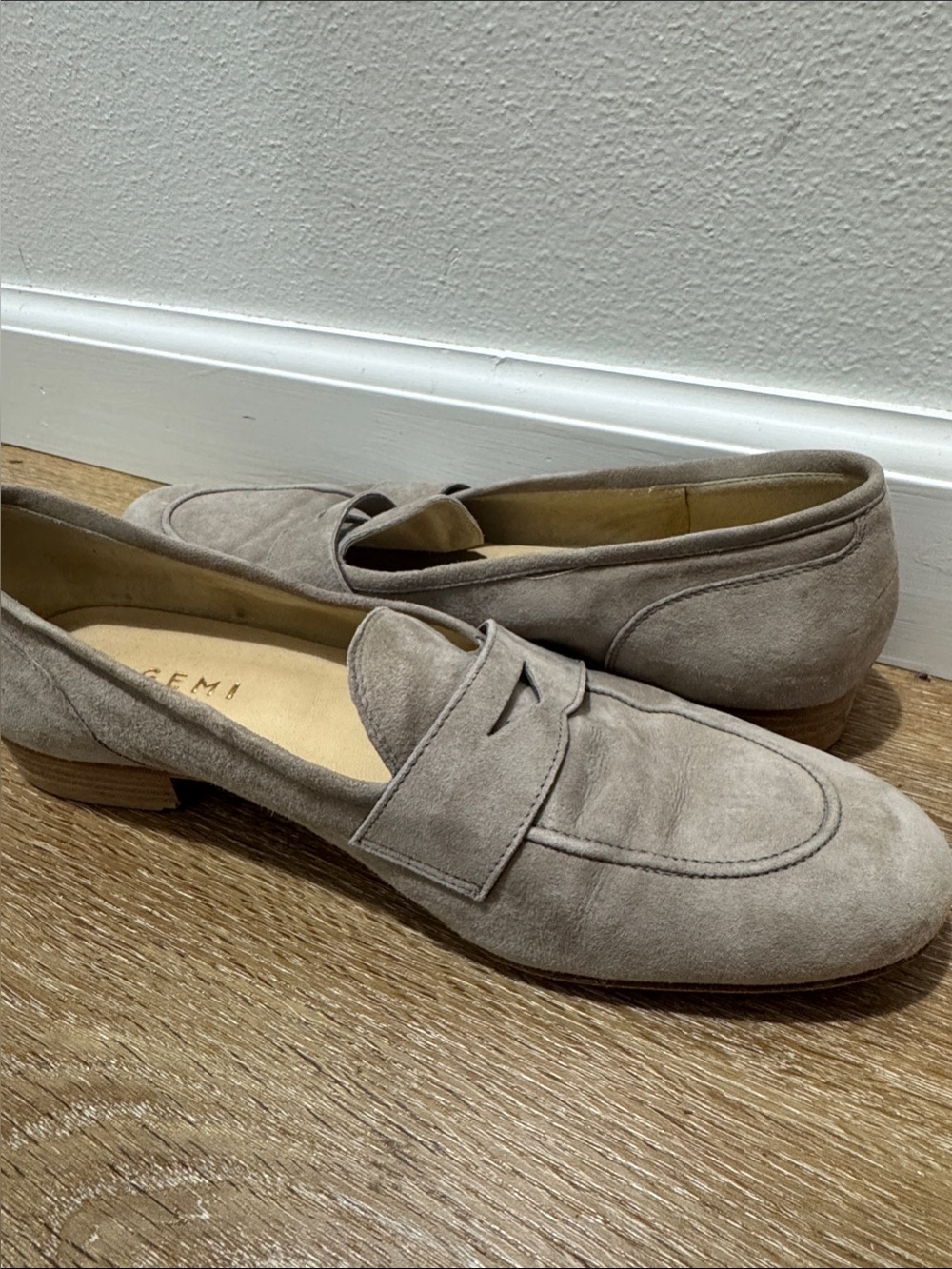 Suede Taupe Penny Loafers for Women - Classic Slip-On Flats